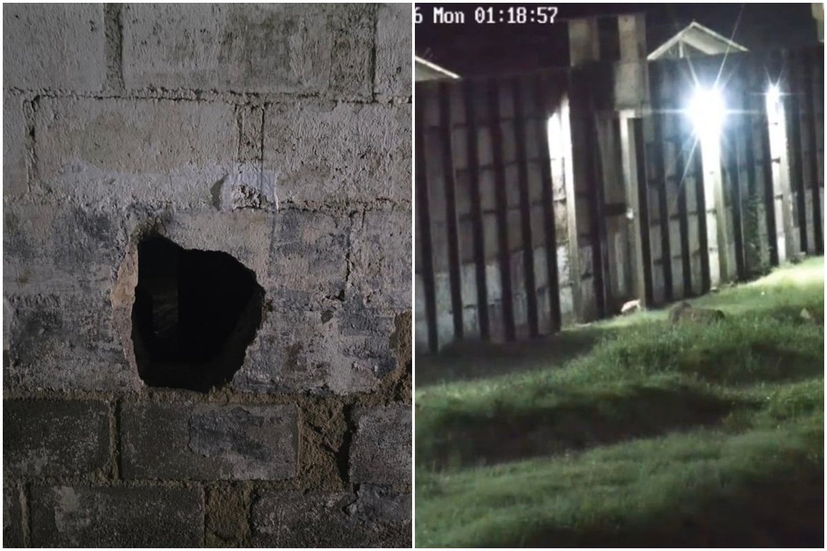 Trio fez buraco em parede para tentar fugir do Complexo de Gericinó. Veja vídeo